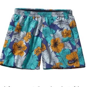 Patagonia Woman Outdoor Adventure Baggies Shorts Floral Hibiscus Navy Size Small